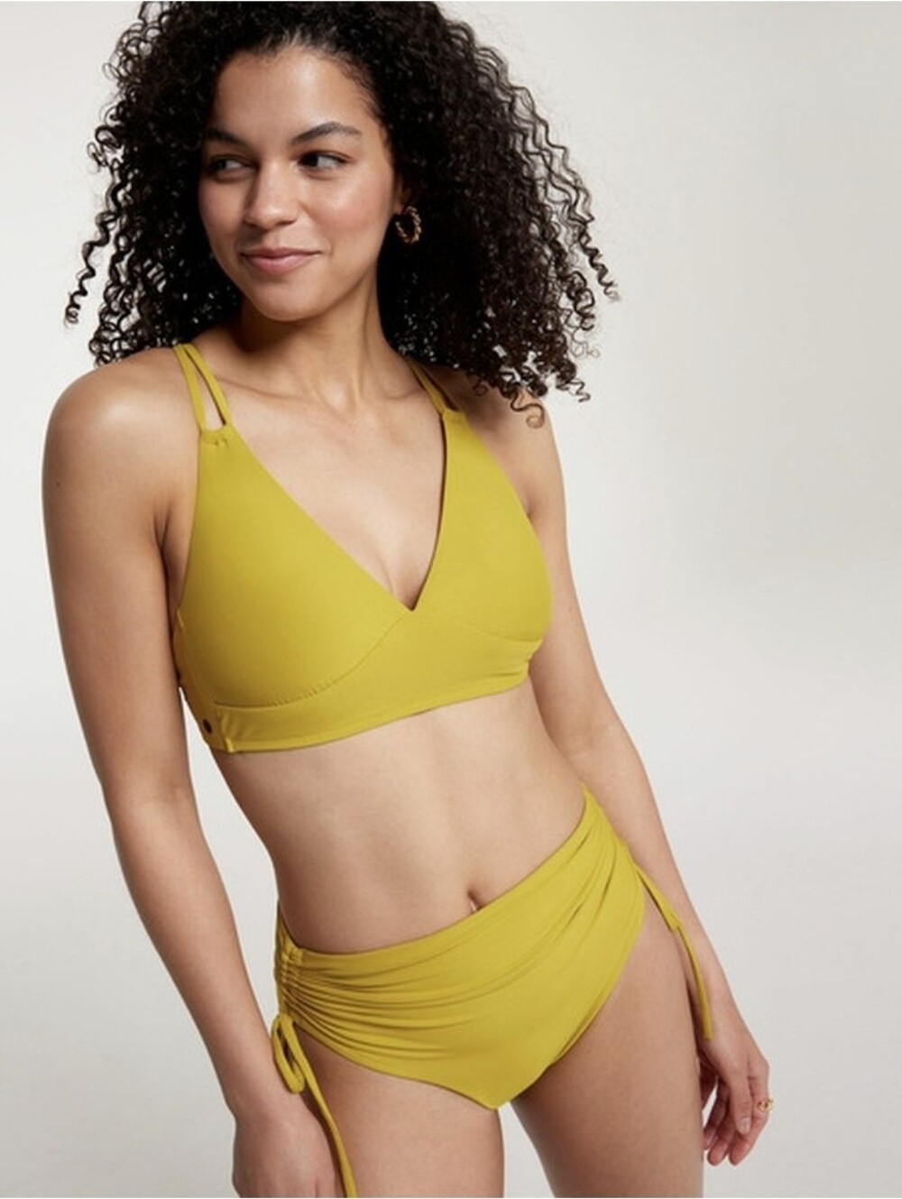 Calia Acid Atla V-Neck Bikini Top and High Waist Bottoms - Women Swim Worn Twice